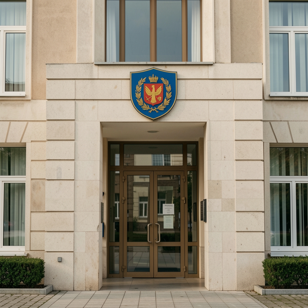 Зграда Скупштине Република — споља са капијом, нови дан, јутарња свјетлост
