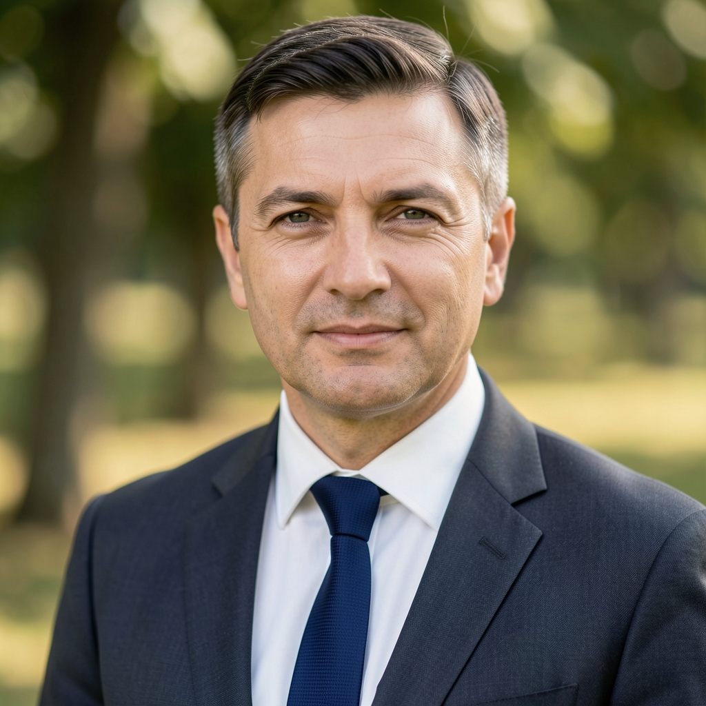 Игор Станић, уредник рубрике Политика, мушкарац у формалном оделу, студијска фотографија